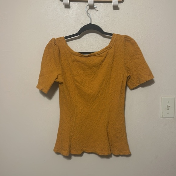 Anthropologie Ett:Wa Mustard Wesley Square Neck Peplum Top‎ Size Small - Picture 6 of 7